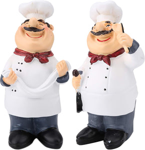 Resin Chef Figurines, Fat Chef Ornament Statue Italian Chef Kitchen Decor for Counter Restaurant Coffee Shop(Holding Noodle)