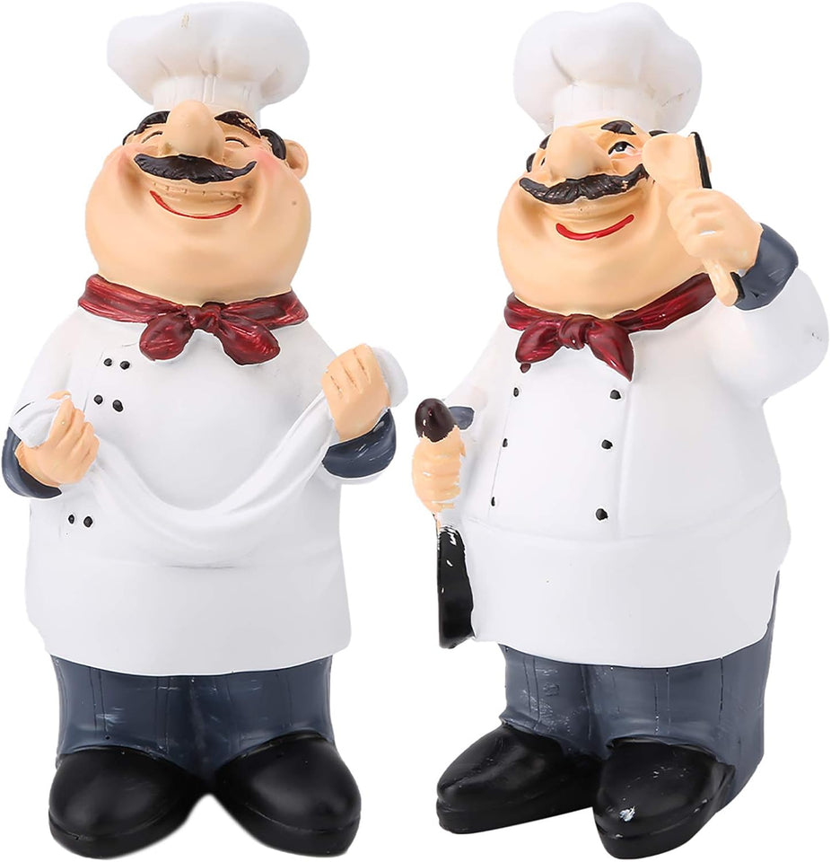 Resin Chef Figurines, Fat Chef Ornament Statue Italian Chef Kitchen Decor for Counter Restaurant Coffee Shop(Holding Noodle)