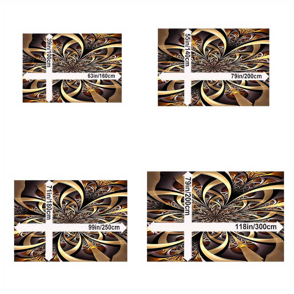 1pc Black Golden Large Flower High-end Rug Large Flower Pattern Retro Texture Premium Home Style Floor Mat Non-slip Kitchen Mat, Hotel Coffee Shop Bar Living Room Bedroom Decorative Rug, Waterproof Comfortable Mat