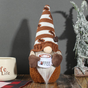 Coffee Rudolph Faceless Doll Window Decoration