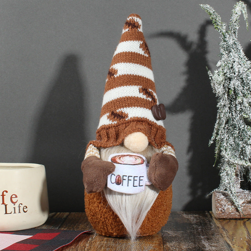 Coffee Rudolph Faceless Doll Window Decoration