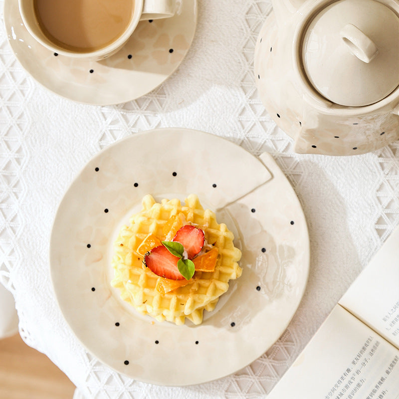 Ins Retro Korean Style Underglaze Color Hand Pinch Irregular Coffee Set Household Restaurant Afternoon Tea Cup Pot Suit