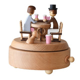 Afternoon Coffee Shop Couple Tanabata Home Decoration Wooden Music Box