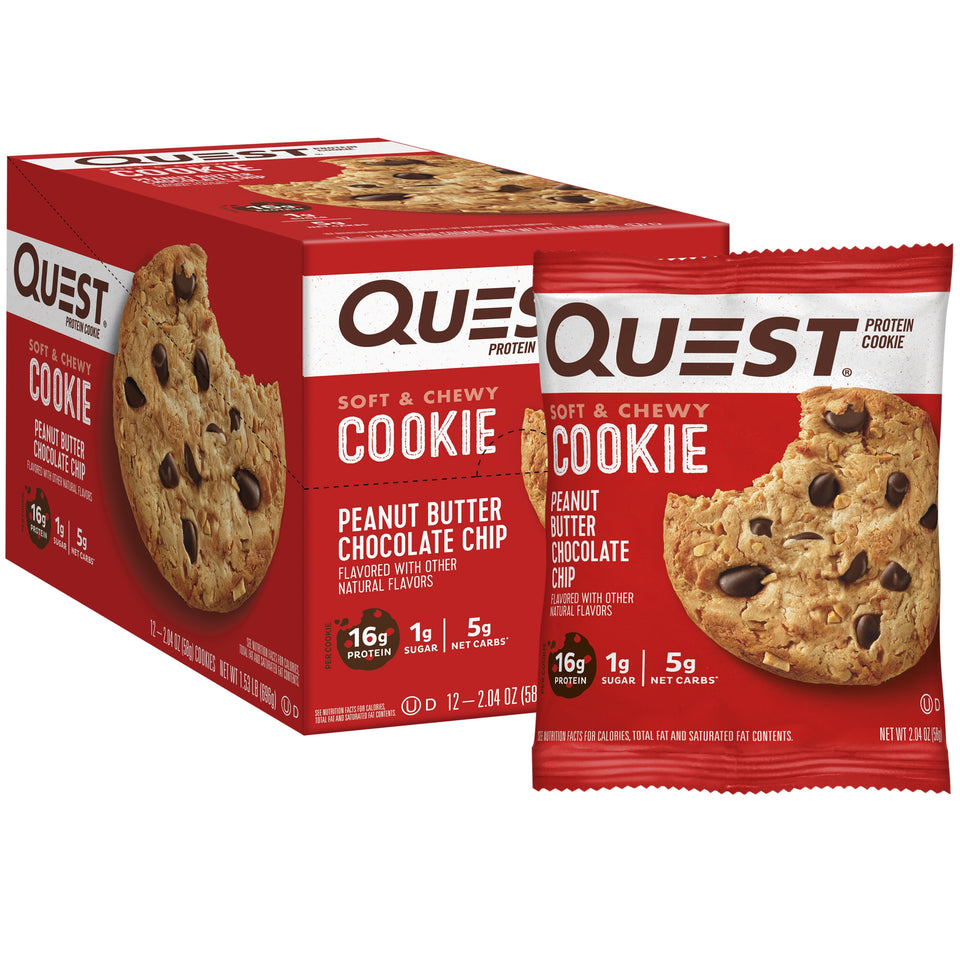 Quest Protein Cookie, Keto Friendly, Peanut Butter Chocolate Chip Flavored, Soft and Chewy, 12 Count