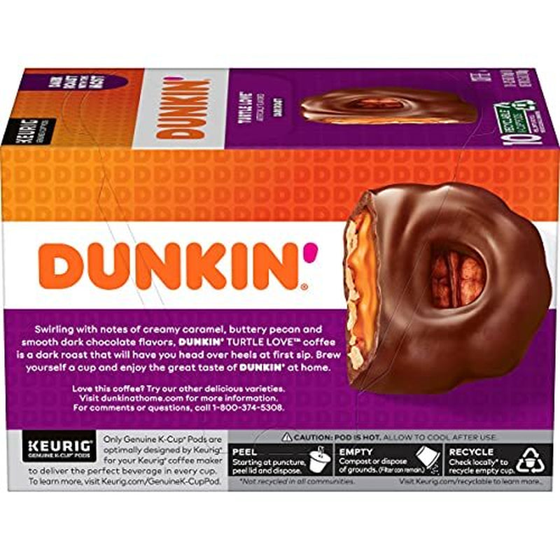 Dunkin Turtle Love K Cup Pods 60 Count Dark Roast Coffee Pods Flavored Coffee