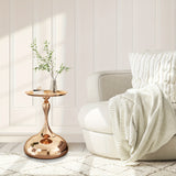 Round Small Metal Side Table, Mid Century End Table, Vintage Pedestal Accent Coffee Table for Small Spaces, Living Room, Bedroom Balcony and Office