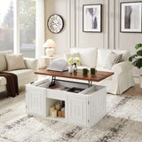 Coffee Table With Storage, 48" Square Coffee Table For Living Room, And White Lift Top Coffee Table Suitable For Work And Drinking, Rustic Brown