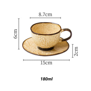 Embossed Flower Ceramic Coffee Set