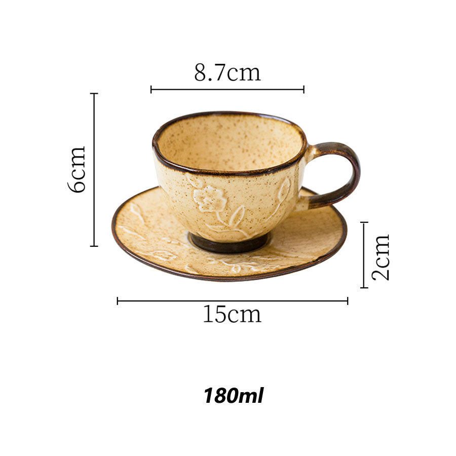 Embossed Flower Ceramic Coffee Set