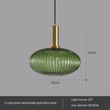 Bar Restaurant Chandelier Personalized Simple Striped Single-head Paint Green Glass Lantern Chandelier