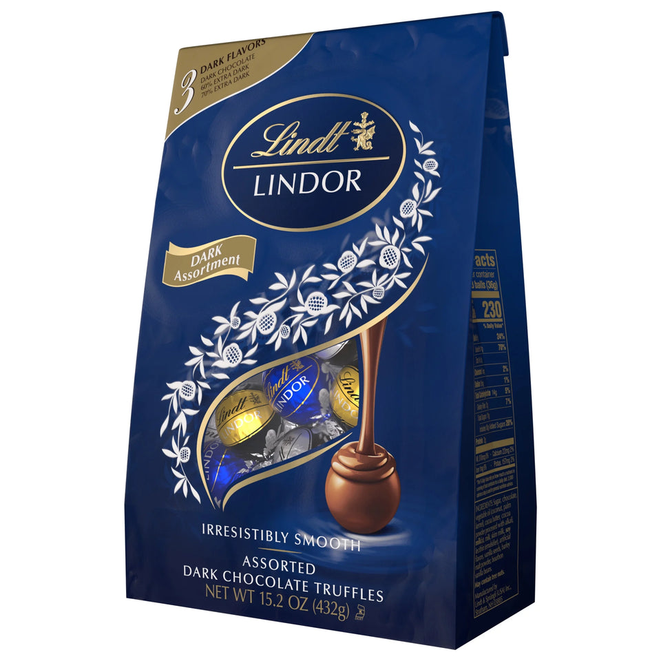 Lindor Assorted Dark Chocolate Candy Truffles, 15.2 Oz. Bag