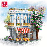 JIE-STAR 3725pcs Sakura Restaurant Street Scene Building Blocks Set - Creative Home Decor, Romantic Architectural Model Kit for Display
