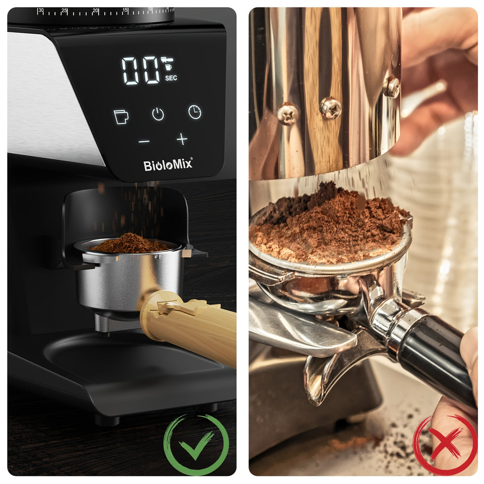 BioloMix Automatic Burr Mill Electric Coffee Grinder With 30 Gears For Espresso American Coffee Pour Over Visual Bean Storage
