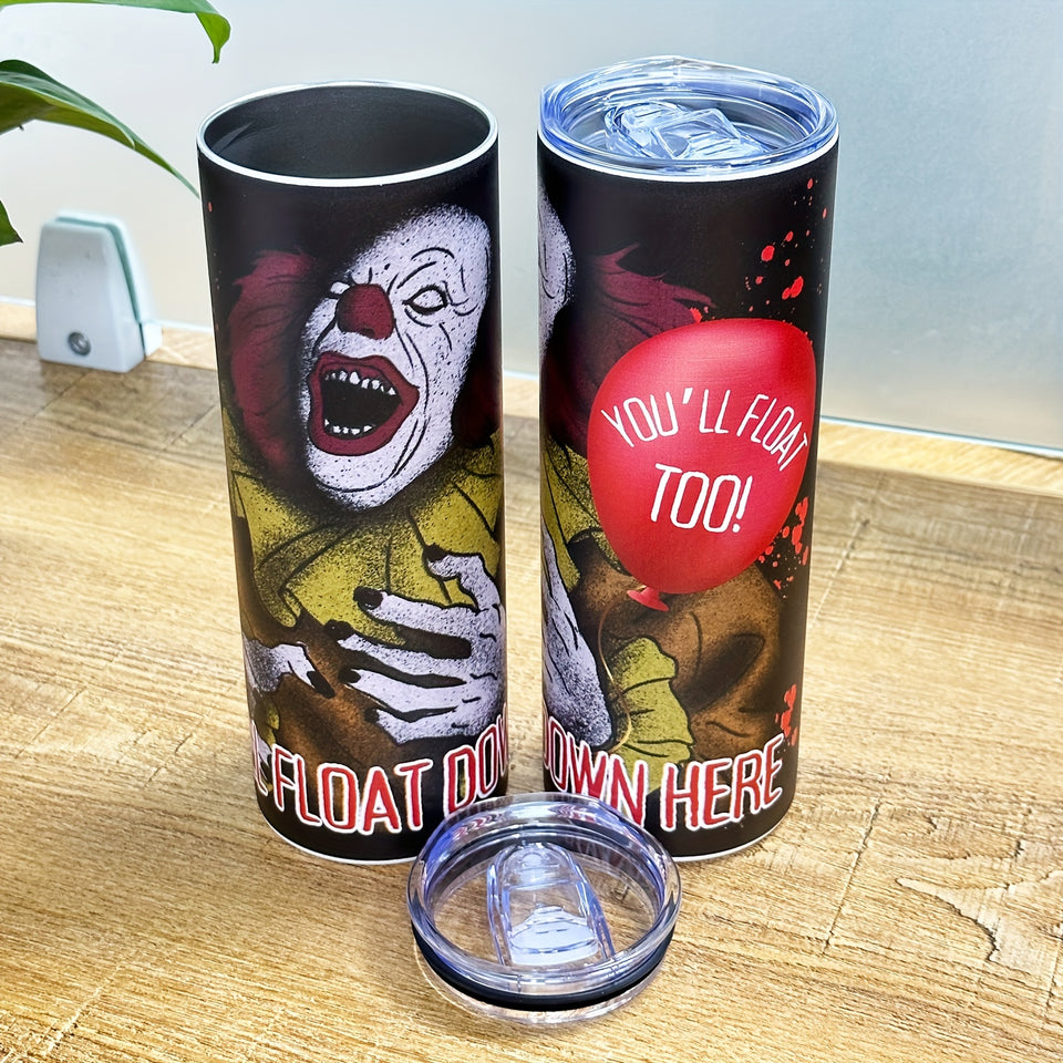 1pc, Stainless Steel Coffee Cup, Cold Drink Ice Water Cup, Christmas Cup, Horror-Themed Insulated Travel Cup, Summer Outdoor Beverage Cup, Fruit Juice Beverage Cup, Halloween Gifts