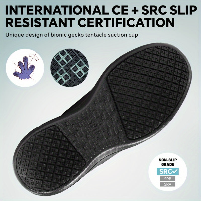 SPIEZ Non Slip Shoes Women - SRC Slip Resistant Shoes For Women Food Service, Waterproof Oil Resistant Shoes For Chef Kitchen Restaurant, Work Shoes For Women Black US 6-10