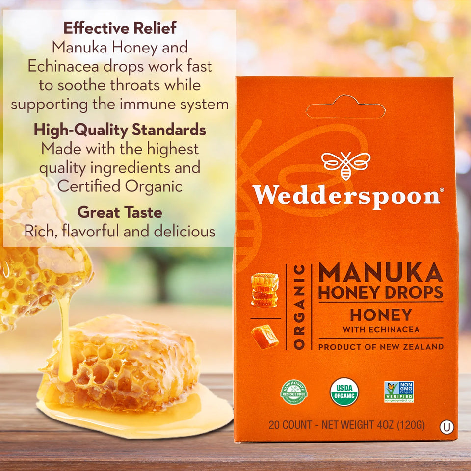Organic Manuka Honey Drops - Honey 20Ct
