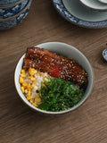 Large Capacity Restaurant Blue Edge Protection High Temperature Porcelain Underglaze Color Rice Bowl