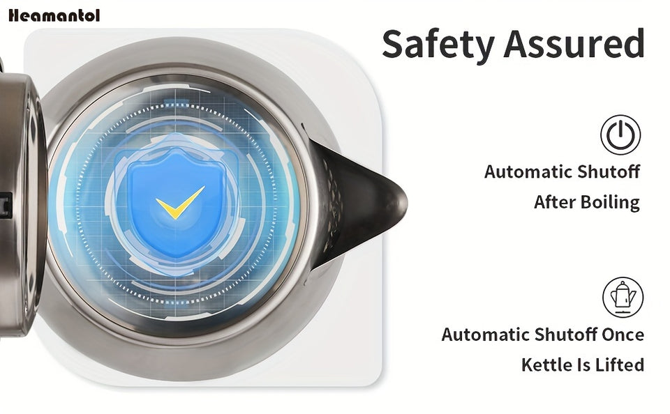 Electric Kettle, 1.8L Hot Water Boiler, Hot Water Kettle With Auto Shut-Off&Boil-Dry Protection, Stainless Steel Interior Electric Tea Kettle Pot, Teapot Boiler For Fast Boiling Coffee, Tea Maker, Drinks, Instant Water Heater