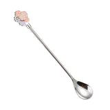 Creative 304 Cherry Blossom Dessert Coffee Cocktail Stirring Ice Spoon Hand Gift
