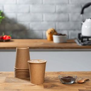 8 Oz Kraft Paper Cups Disposable Coffee Cups Unbleached, 300-Pack