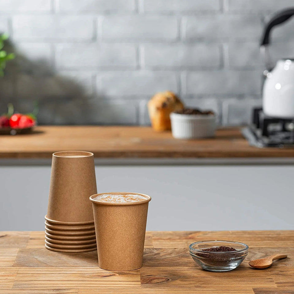 8 Oz Kraft Paper Cups Disposable Coffee Cups Unbleached, 300-Pack