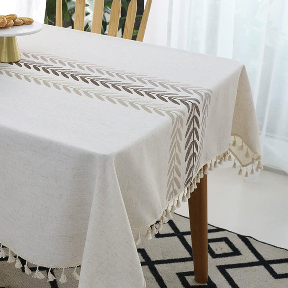 Cotton Linen Rectangular Tablecloth With Tassel Square Table Cloth  Dust-Proof Table Cover For Room Decor Restaurant Kitchen Dinning Room Table Cover