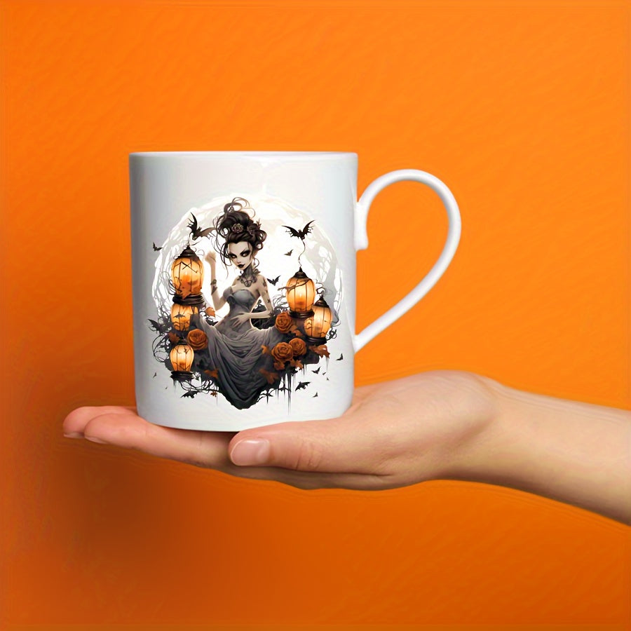 Halloween Witch & Bats PVC Decorative Stickers, 6PCS Waterproof UV DTF Transfer Decals for Glassware - Ideal for 16OZ Tumblers, Coffee Mugs, Bottles, DIY Art Craft Supplies