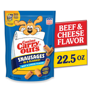 (6 Pack)  Snausages in a Blanket Chewy Dog Treats, Beef & Cheese Flavor, 22.5 Ounces