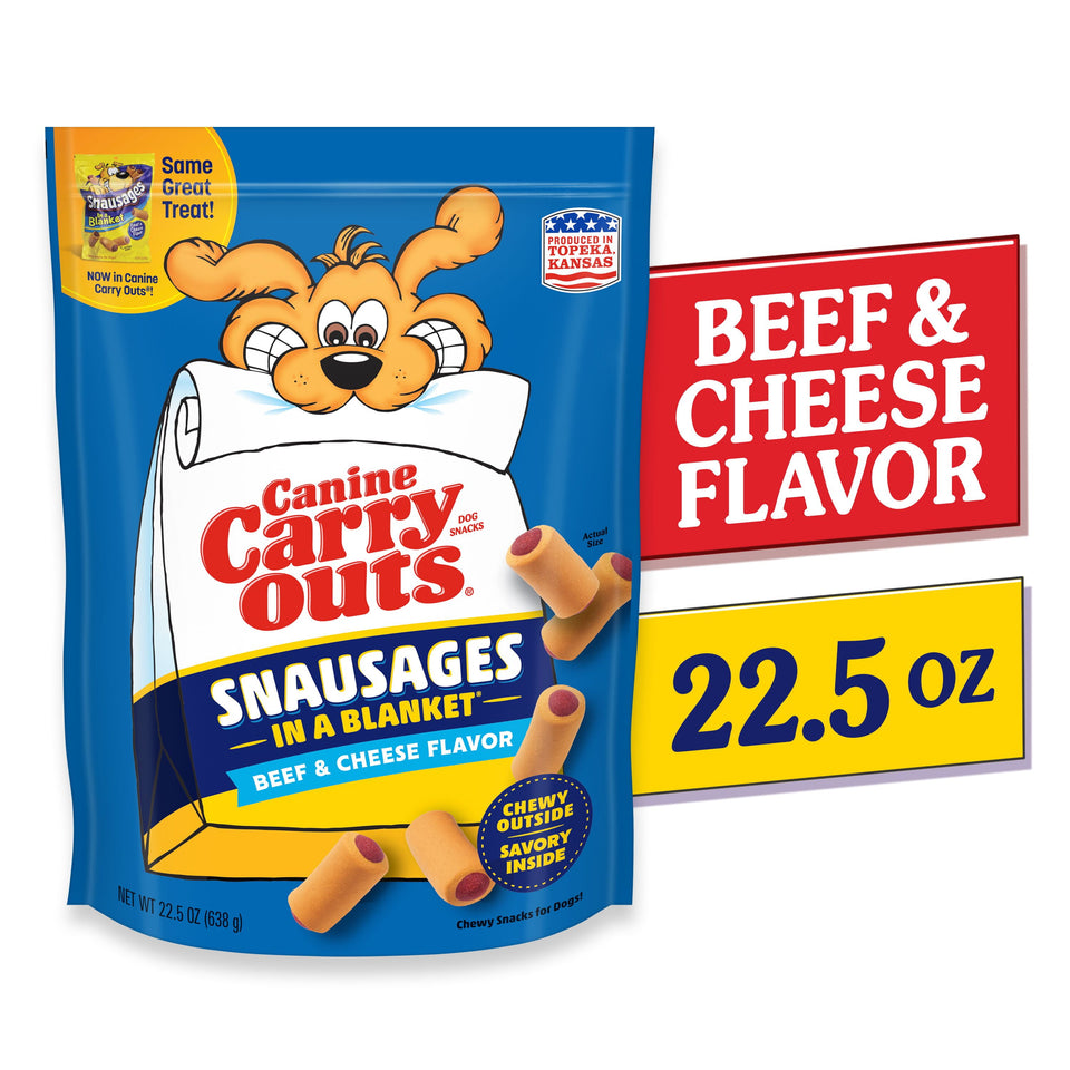 (6 Pack)  Snausages in a Blanket Chewy Dog Treats, Beef & Cheese Flavor, 22.5 Ounces