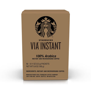 via Instant Coffee, Medium Roast Coffee, Pike Place Roast, 100% Arabica, Single-Serve, 1 Box (50 Packets)
