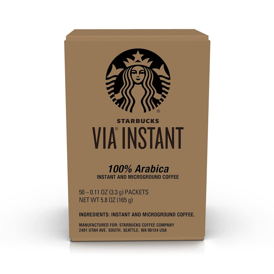 via Instant Coffee, Medium Roast Coffee, Pike Place Roast, 100% Arabica, Single-Serve, 1 Box (50 Packets)