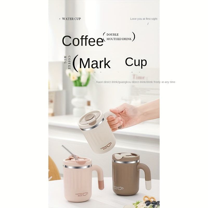 480ml Double-Wall Insulated Stainless Steel Coffee Mugs - Durable, Stylish, and Spill-Proof Travel Cups with Lids for Couples and Office Use - Ideal for Hot and Cold Beverages, Easy to Clean, and BPA-Free