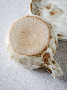 Handmade Stoneware Coffee Coffee Cup, Dish And Spoon Suit Household
