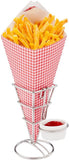 Cone Tek 15 Inch French Fry Cones 100 Recyclable Food Cones - Built-In Sauce Cup Grease-Resistant Lining White Paper Snack Cones for Appetizers and Charcuterie