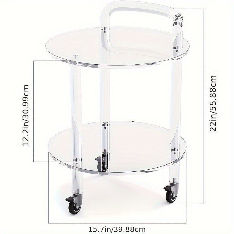 Chic Acrylic Rolling Side Table - Portable Coffee & Bar Cart for Home, Office, and Parties