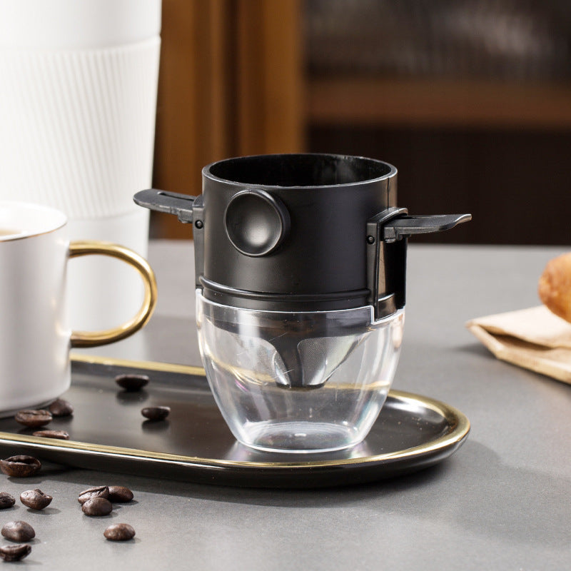 Folding Hand Coffee Tea Stainless Steel Double-layer Drip Filtering Tool Hanging Ear
