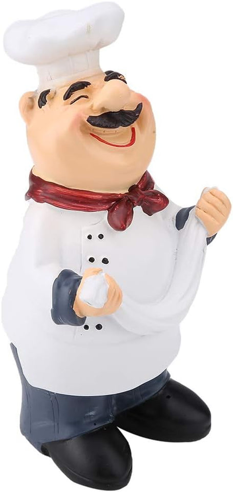 Resin Chef Figurines, Fat Chef Ornament Statue Italian Chef Kitchen Decor for Counter Restaurant Coffee Shop(Holding Noodle)