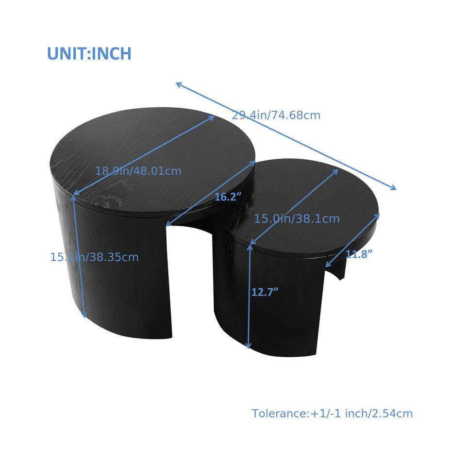 Modern Nesting Coffee Table Set, Round & Hexagonal Wooden Design, Perfect For Small Living Spaces, Two Circular Side Tables Or Stylish Hexagonal Side Tables