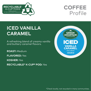 , ICED Vanilla Caramel Flavored Iced K-Cup Coffee Pods, 12 Count