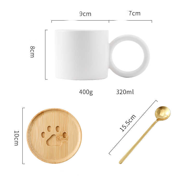 Big Ear Ceramic Cup With Spoon Office Coffee Home Milk Drinking Water