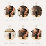 Portable French Press Coffee Maker 12oz Stainless Steel Travel French Coffee Maker with Unique Filter Vacuum Insulated Coffee Mug & Tea Maker Great For Camping and Traveling