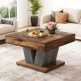 Modern Wood Square Coffee Table - 31.5" Center Table for Living Room, Cocktail Tea Table, Accent Table with Stylish Design and Ample Space