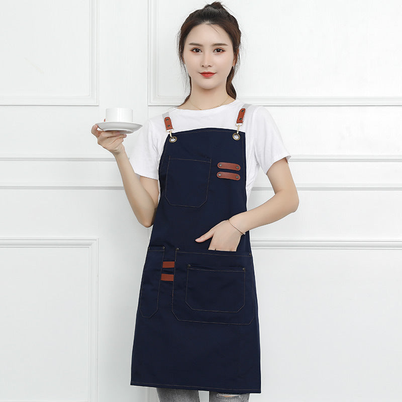 Adjustable Buckle Canvas Apron Supermarket Cafe Fast Food Restaurant Work Clothes