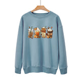 New Coffee Pumpkin Halloween Street Spring Autumn And Winter Round Neck Loose Casual Pullover