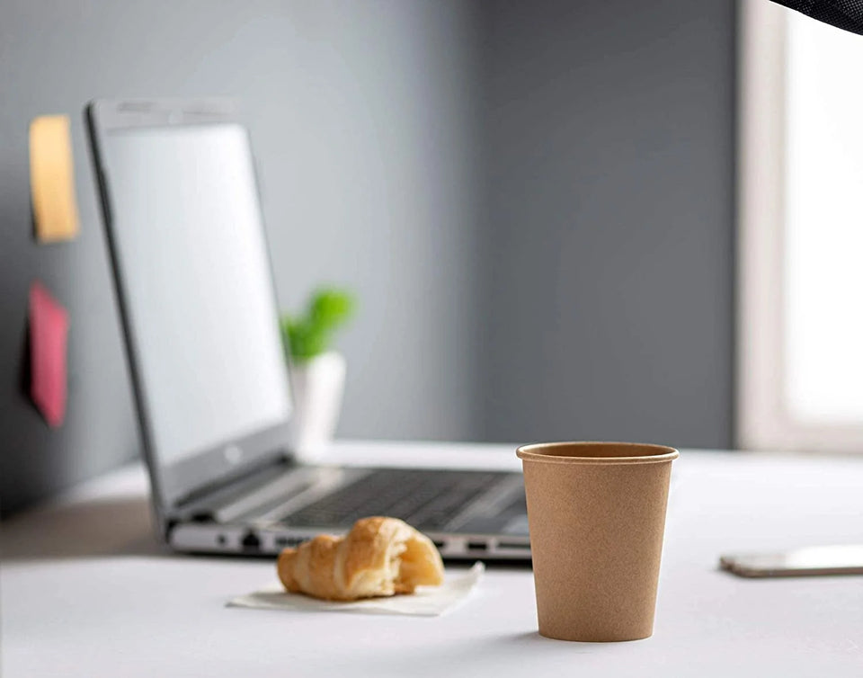 8 Oz Kraft Paper Cups Disposable Coffee Cups Unbleached, 300-Pack