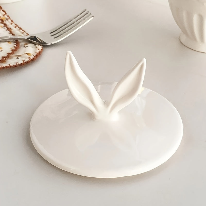 Charming Alice Rabbit Ears Ceramic Mug - 11.83oz, Insulated Coffee & Milk Cup with Lid and Handle, Microwave Safe, Perfect for Afternoon Tea, Home Kitchen Accessory