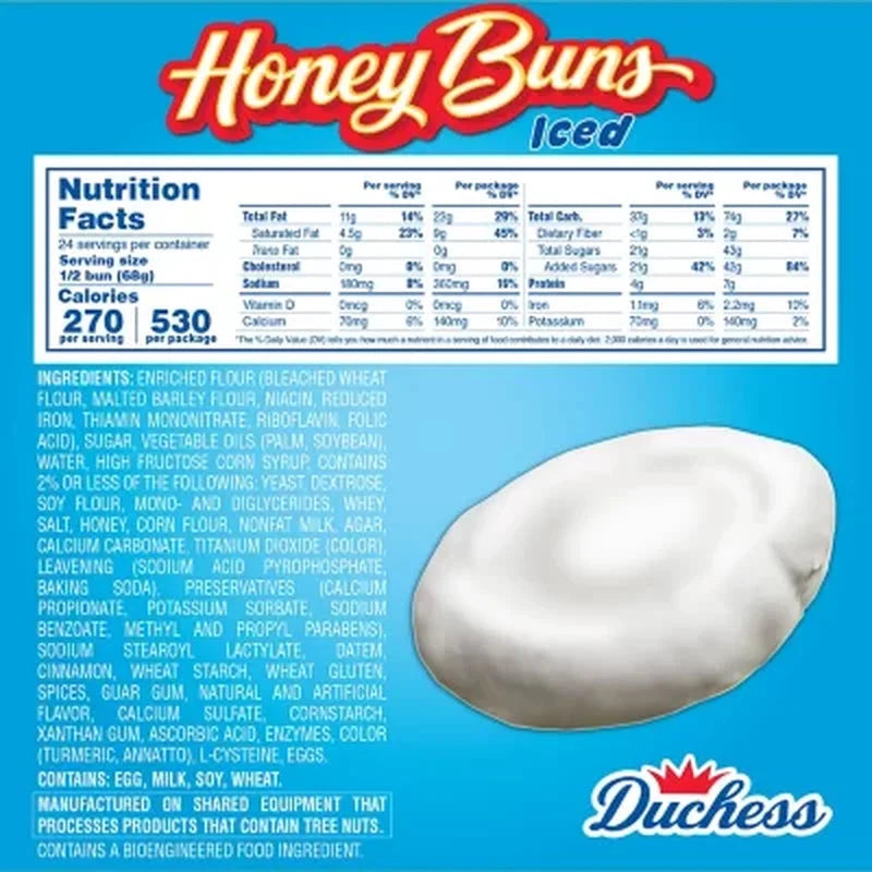 Jumbo White Iced Honey Buns 4.75 Oz., 12 Pk.