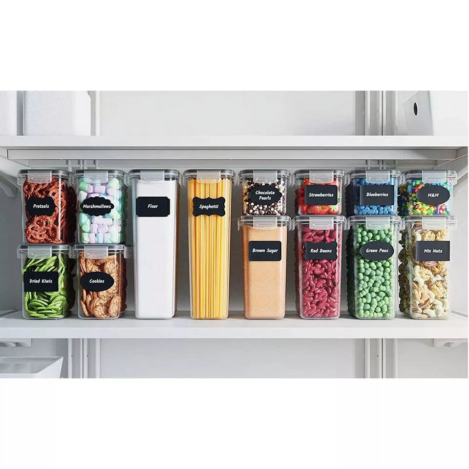 Airtight 14Pcs Food Storage Container Set - for Cereal, Sugar, Snacks & Rice