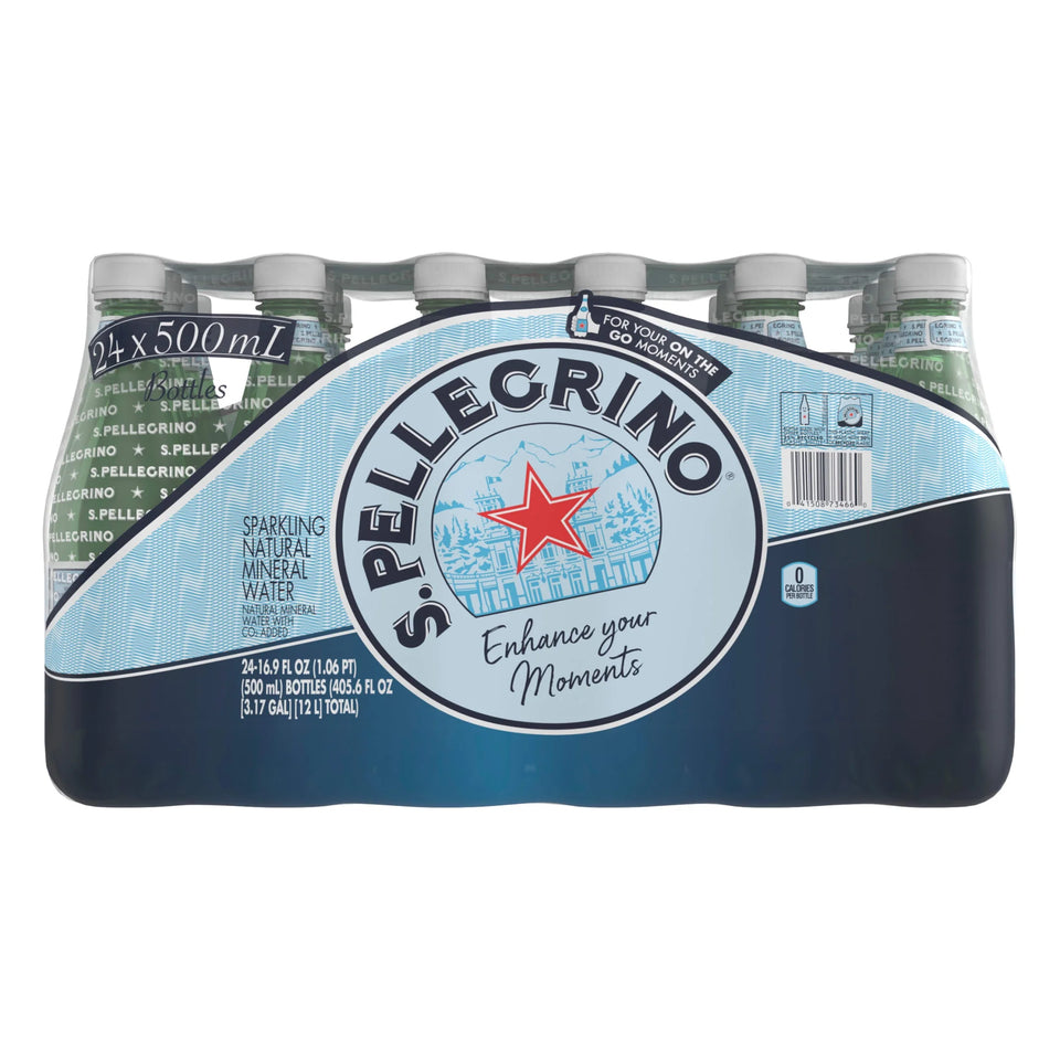 S.Pellegrino Sparkling Natural Mineral Water, 405.6 Fl Oz, Case of 24 Bottles