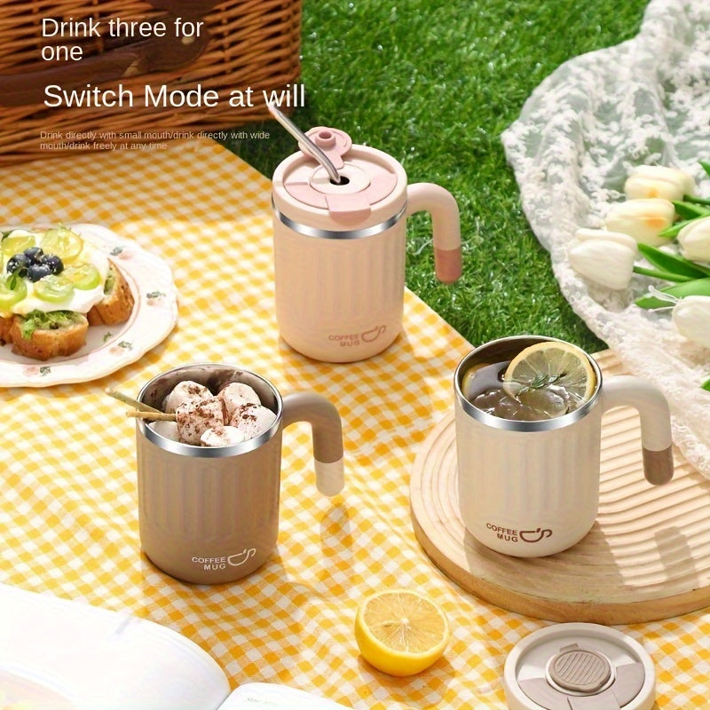 480ml Double-Wall Insulated Stainless Steel Coffee Mugs - Durable, Stylish, and Spill-Proof Travel Cups with Lids for Couples and Office Use - Ideal for Hot and Cold Beverages, Easy to Clean, and BPA-Free